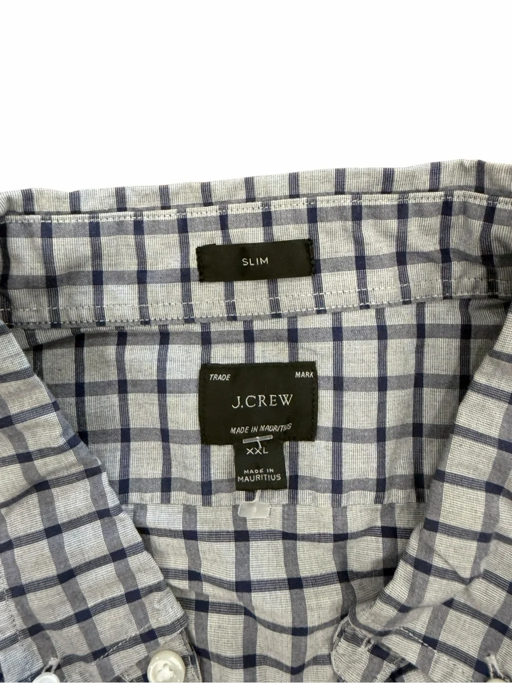 J. Crew Gray Checked Slim Button Down Shirt XXL